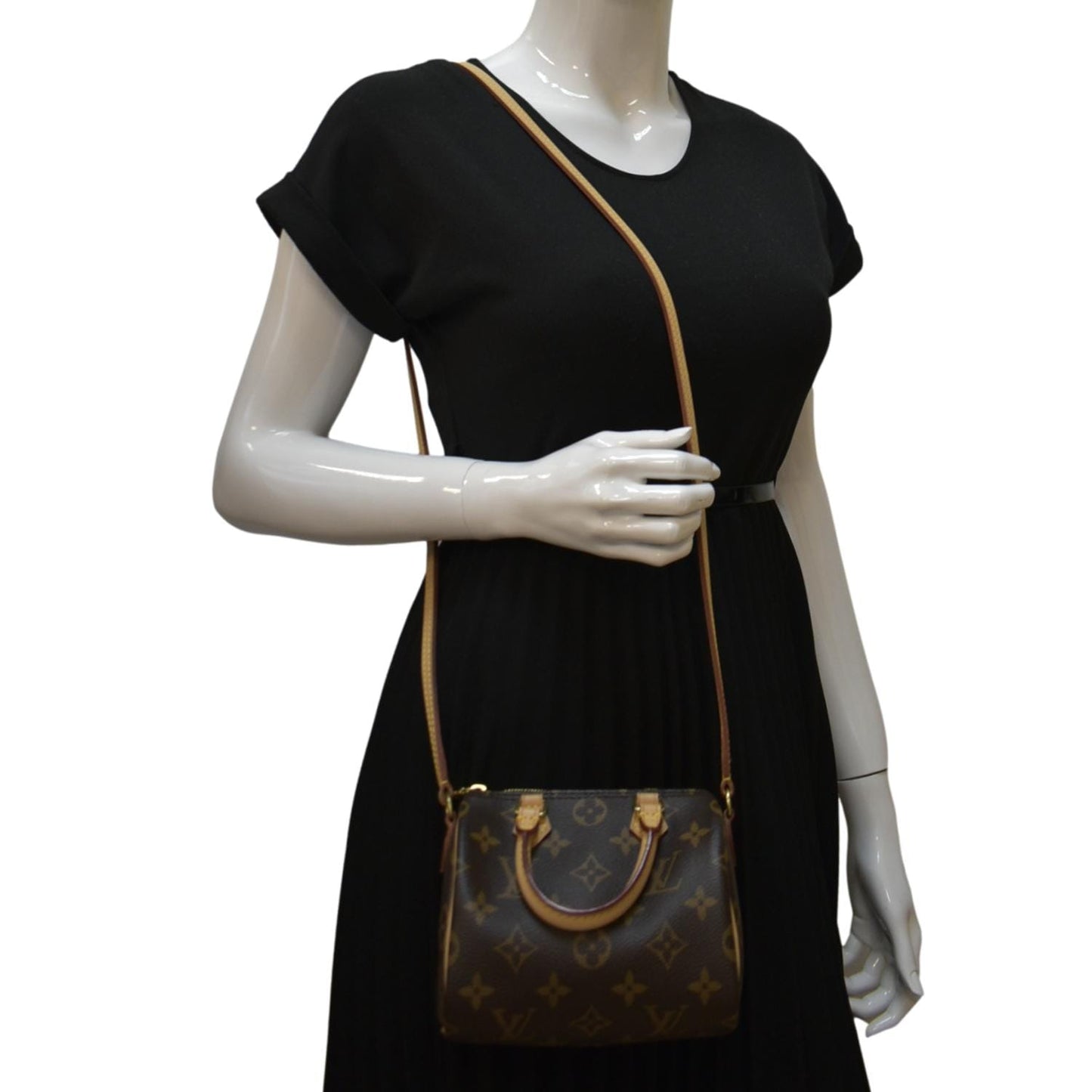 LOUIS VUITTON Nano  Monogram Canvas Crossbody Bag Brown