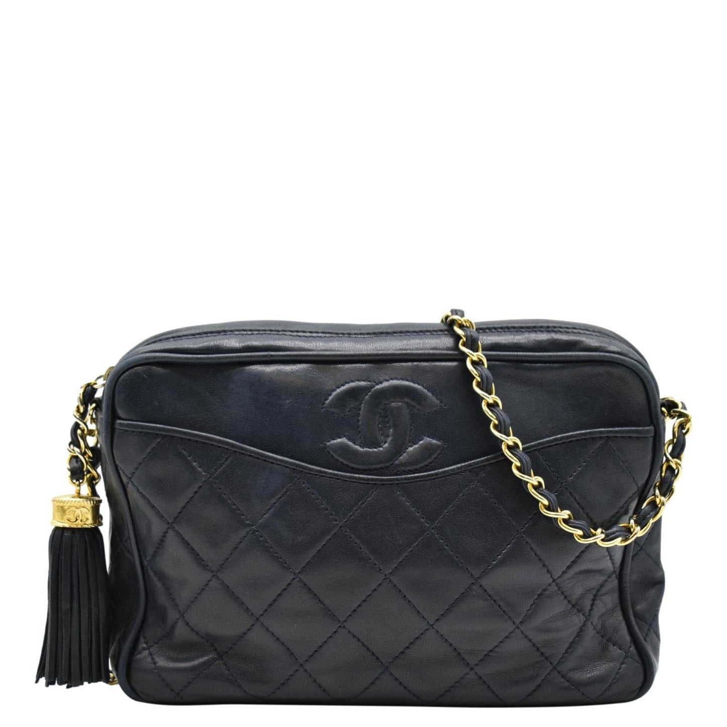 CHANEL  Quilted Leather Camera Crossbody Bag Black