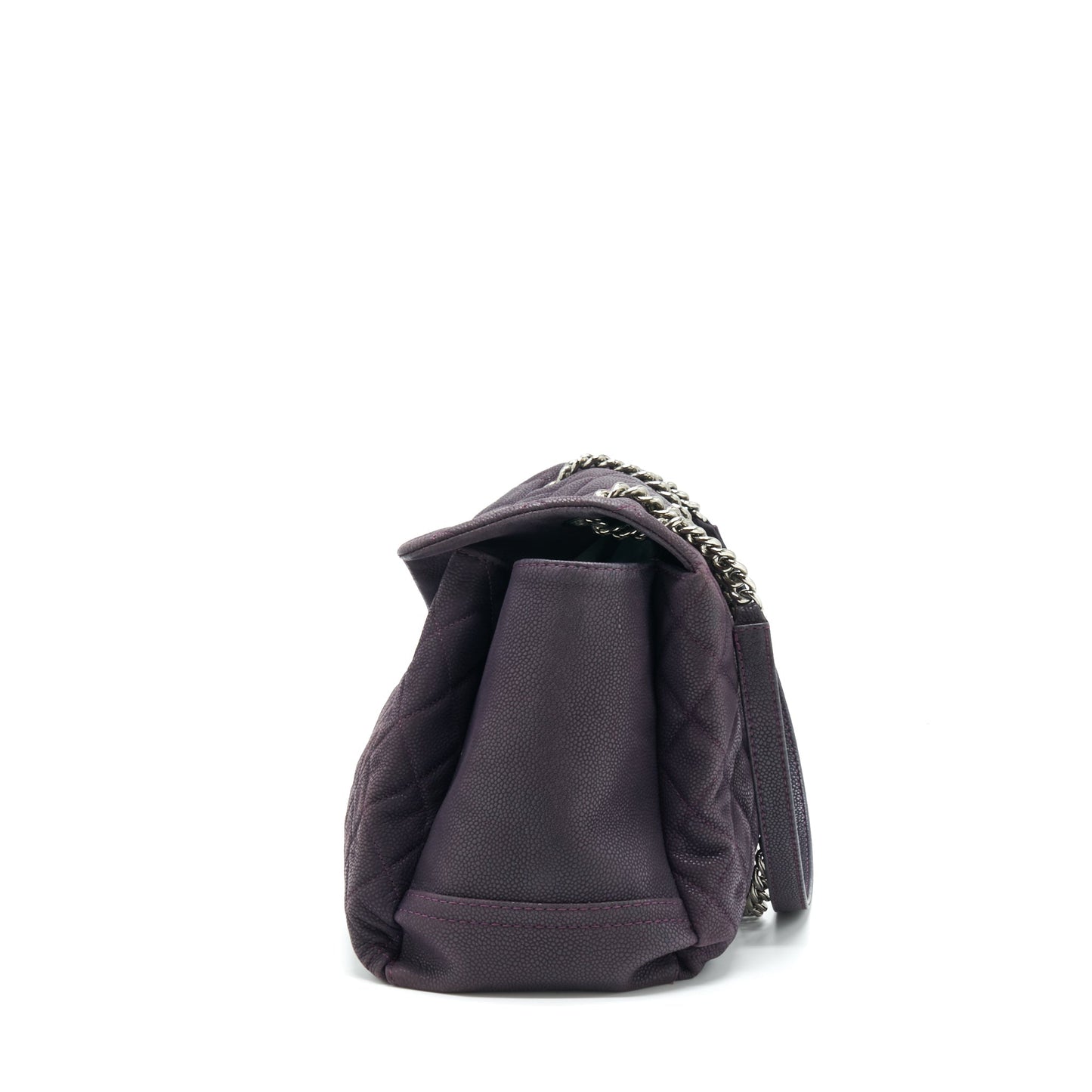 Chanel Flap Tote Bag With Chain Grained Calfskin Dark Purple