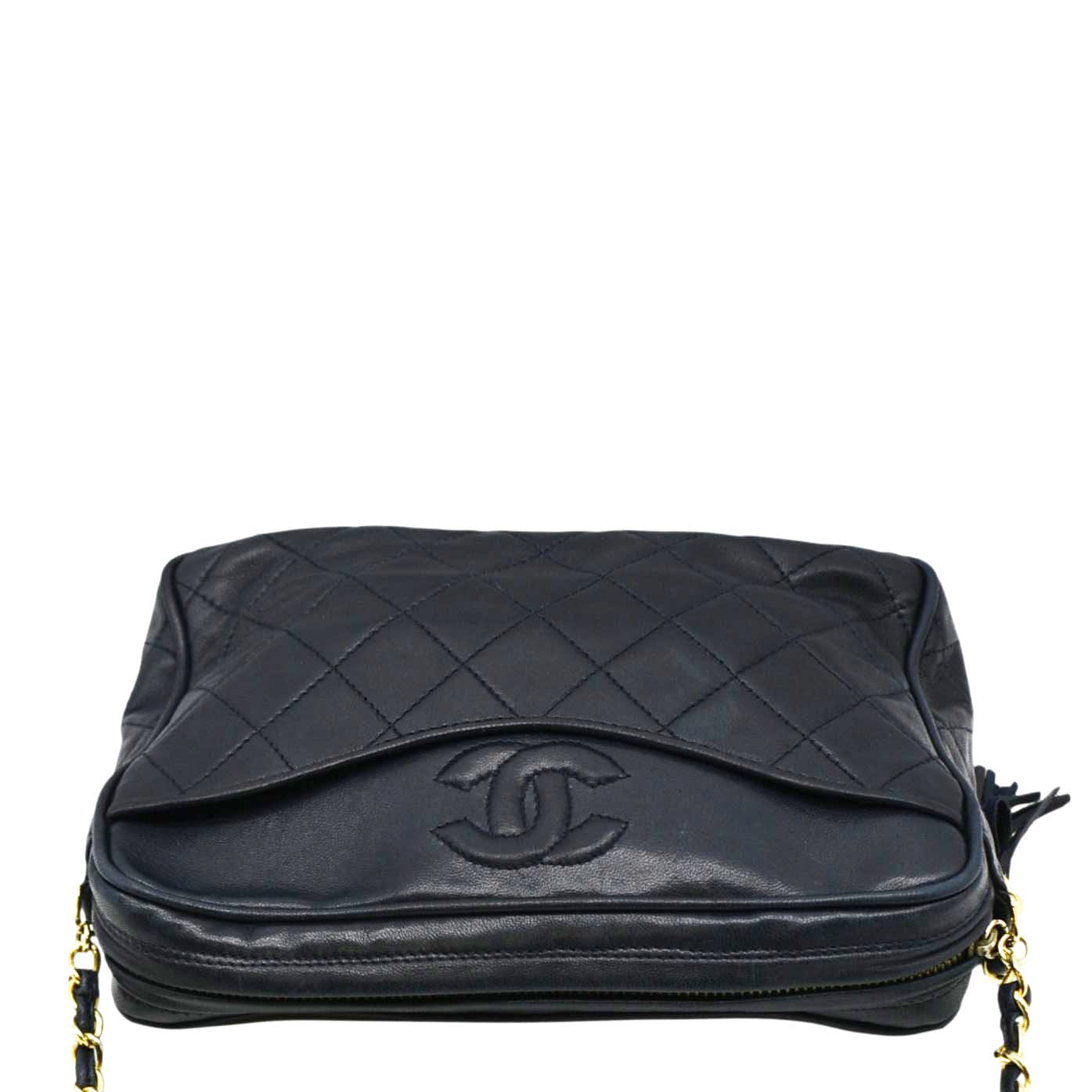 CHANEL  Quilted Leather Camera Crossbody Bag Black