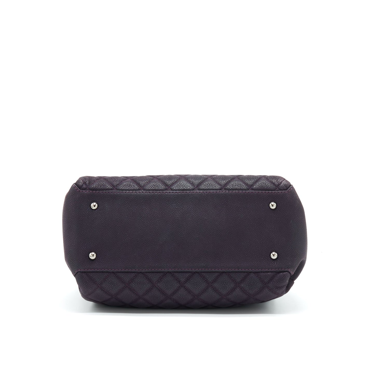 Chanel Flap Tote Bag With Chain Grained Calfskin Dark Purple