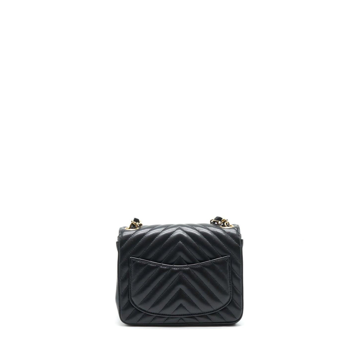 Chanel Mini Square Chevron Flap Bag Black L