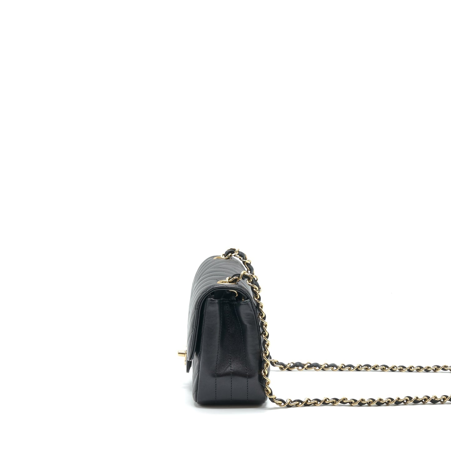 Chanel Mini Square Chevron Flap Bag Black L