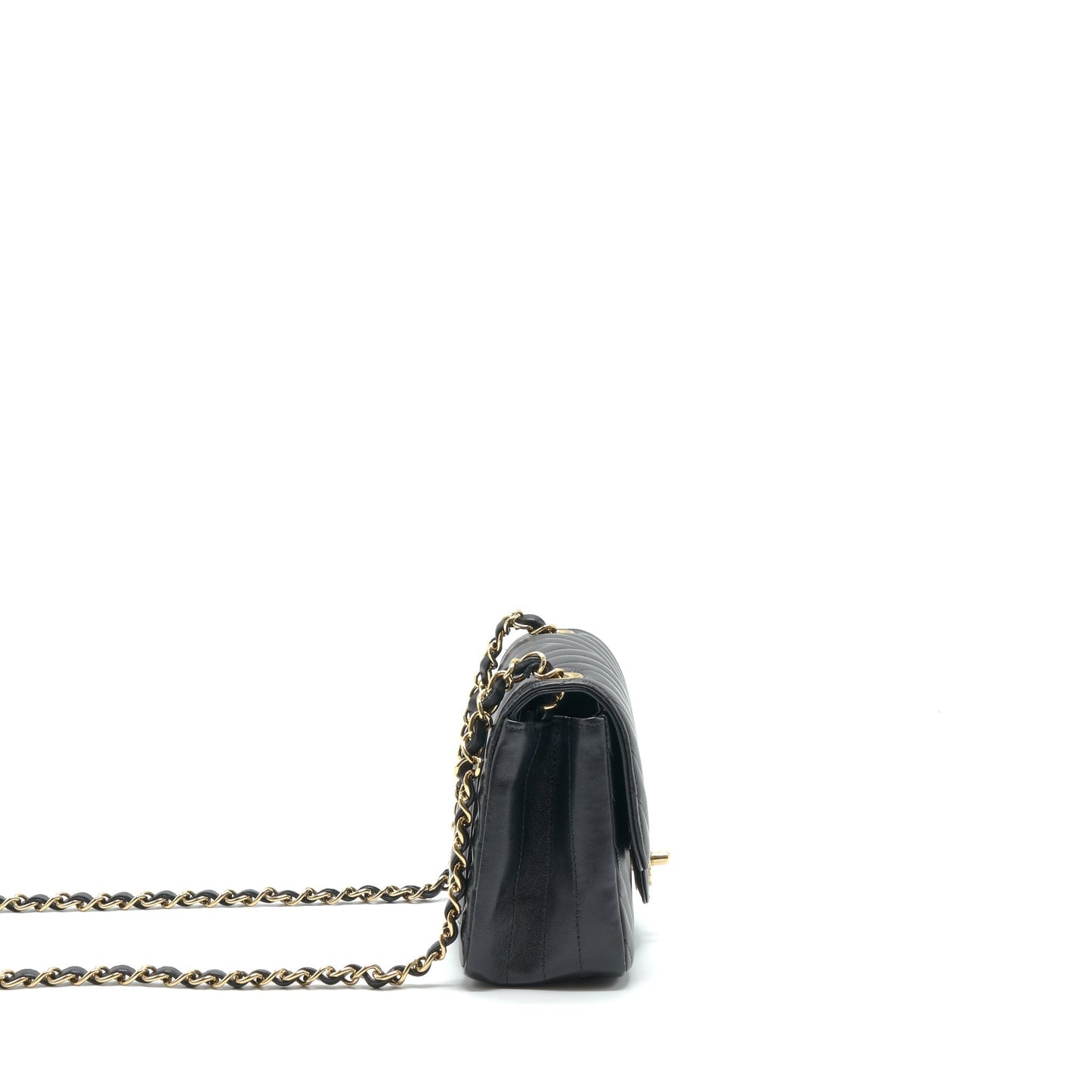 Chanel Mini Square Chevron Flap Bag Black L
