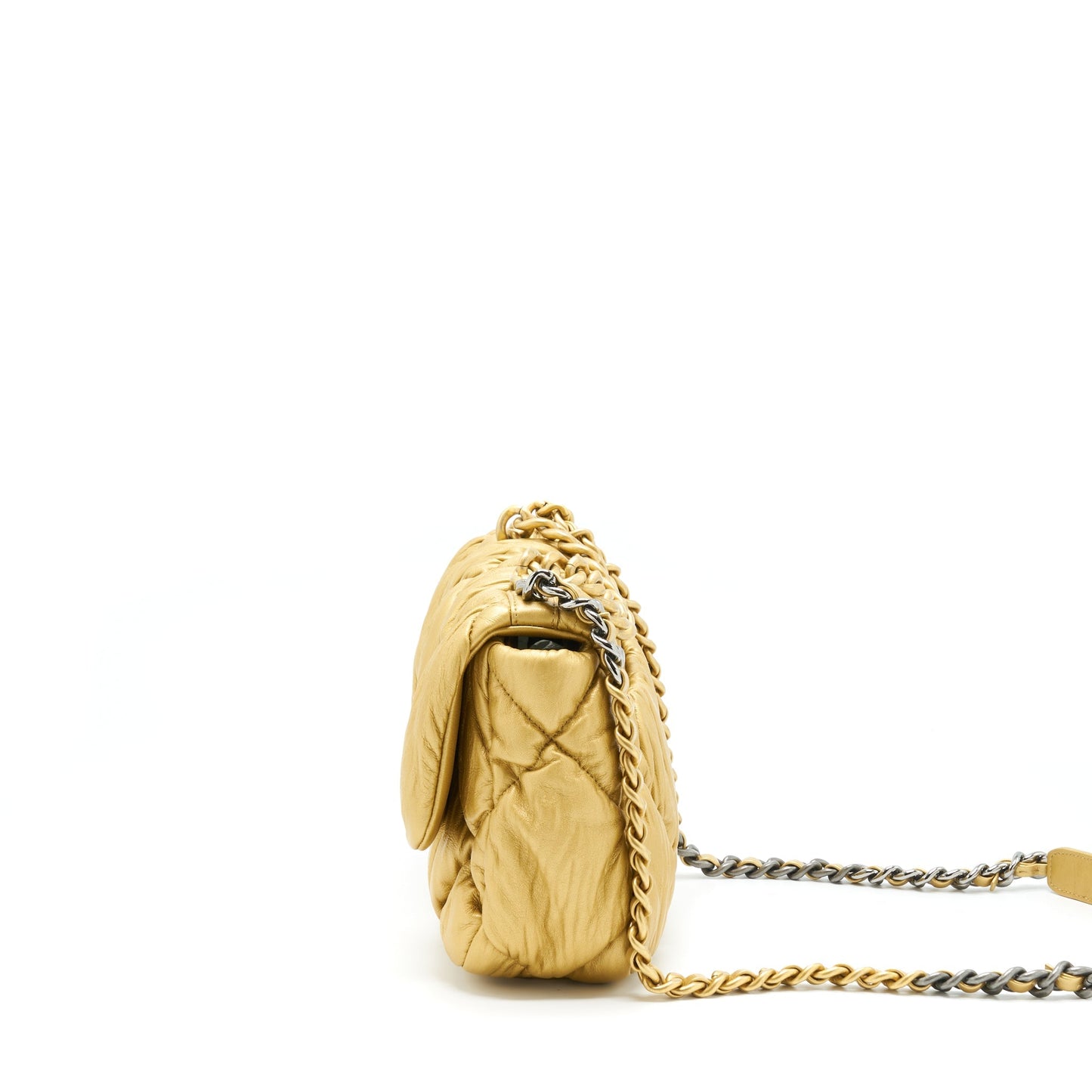 Chanel Small 19 Bag Limited Edition Lambskin Gold With Gold/Silver Hardware