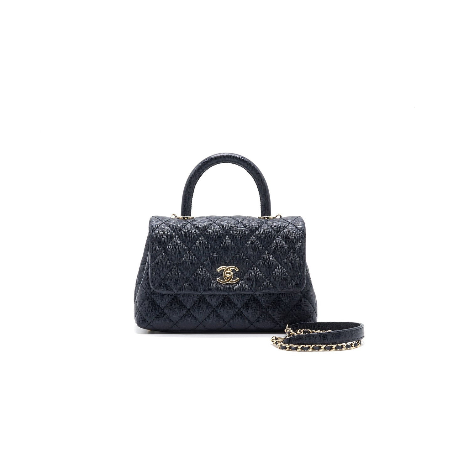 Chanel Mini Coco Handle Iridescent Navy LGHW Handbag