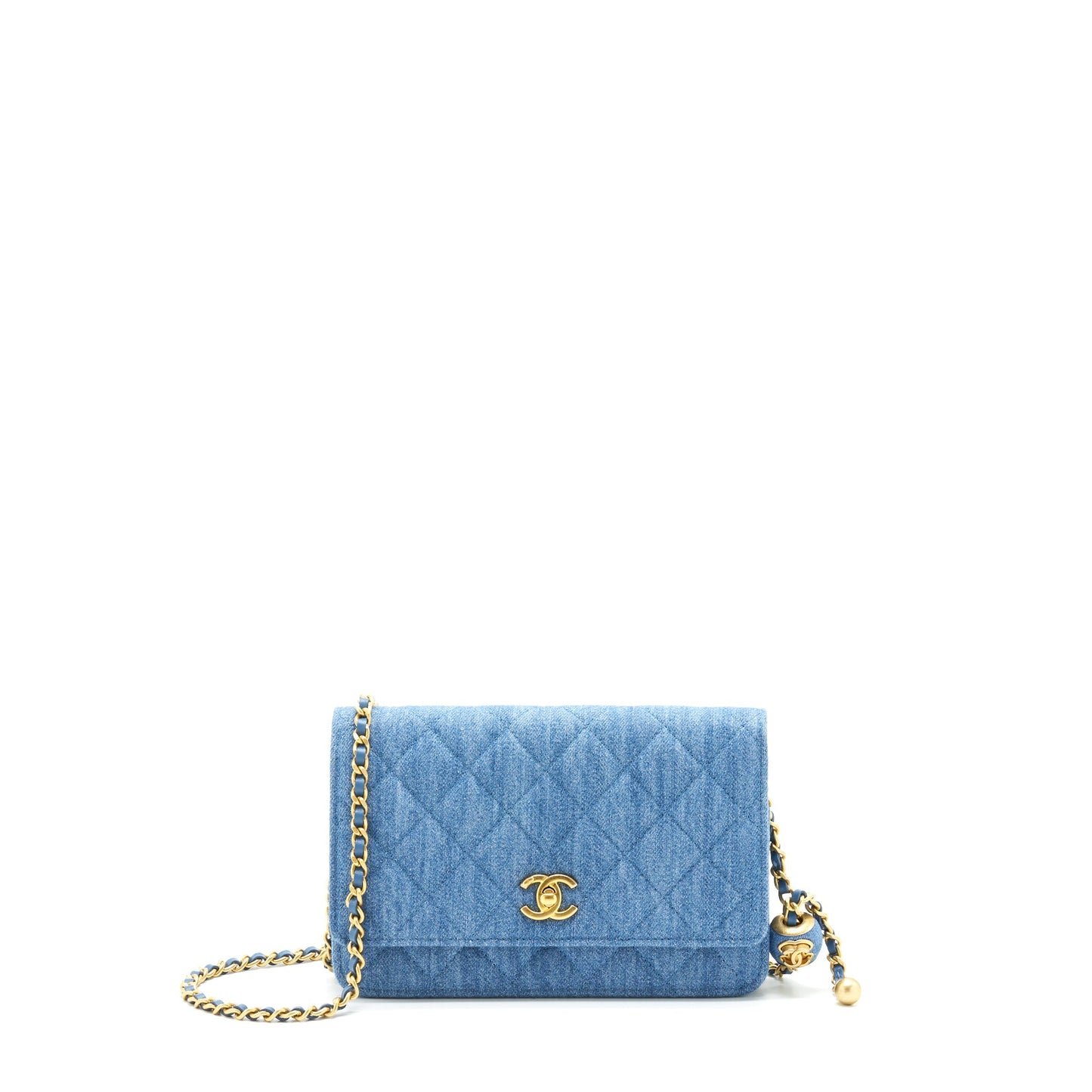 Chanel Pearl Crush Wallet On Chain Denim Blue