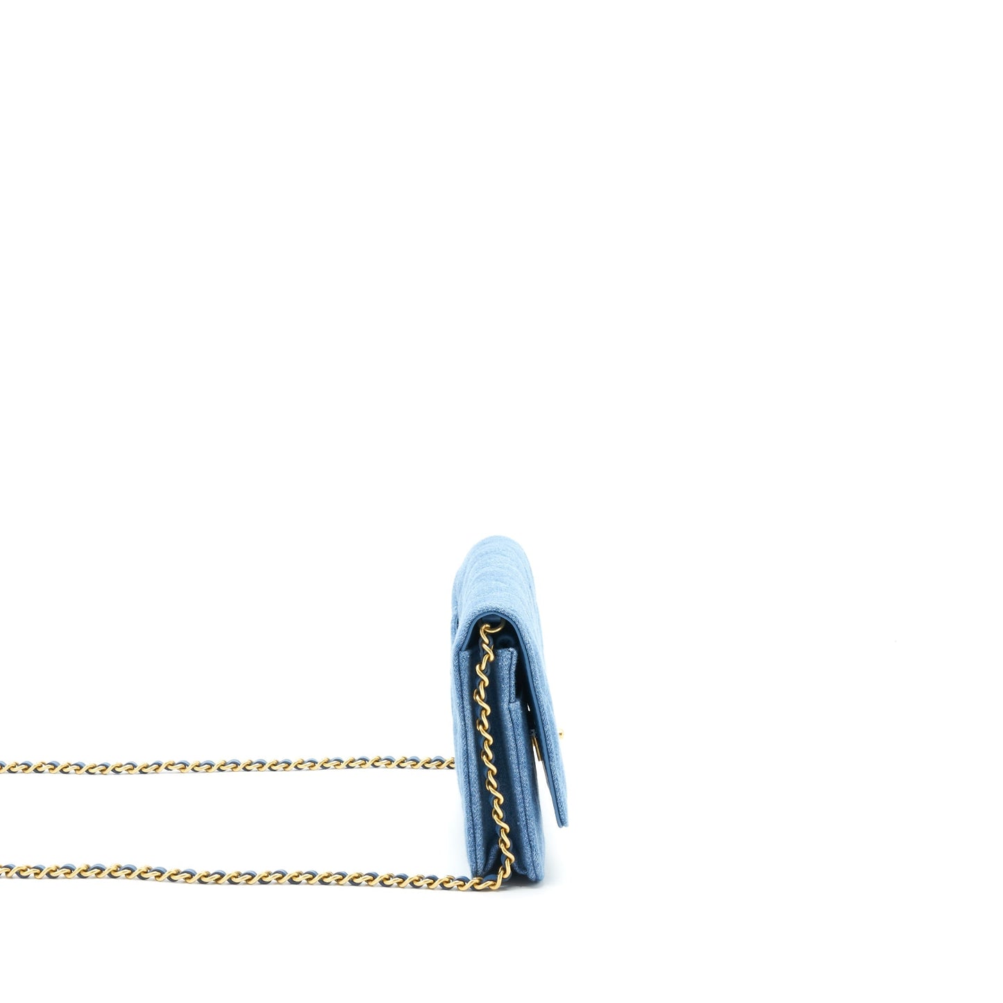 Chanel Pearl Crush Wallet On Chain Denim Blue