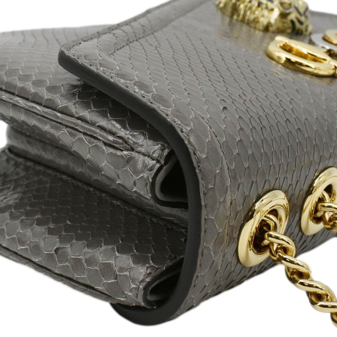GUCCI Rajah Medium Leather Chain Shoulder Bag Grey 537241