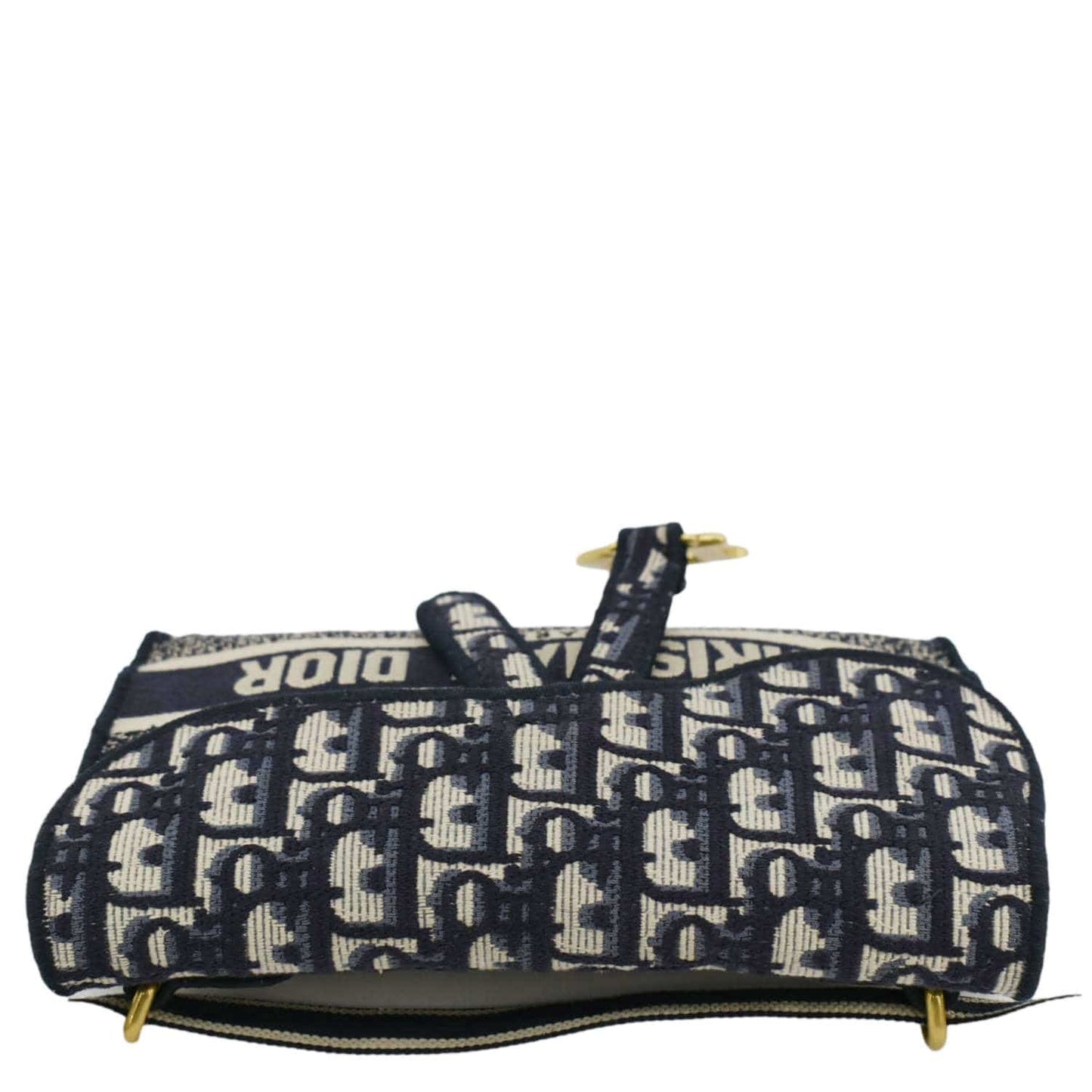 CHRISTIAN DIOR Saddle Slim Oblique Canvas Crossbody Bag Navy Blue
