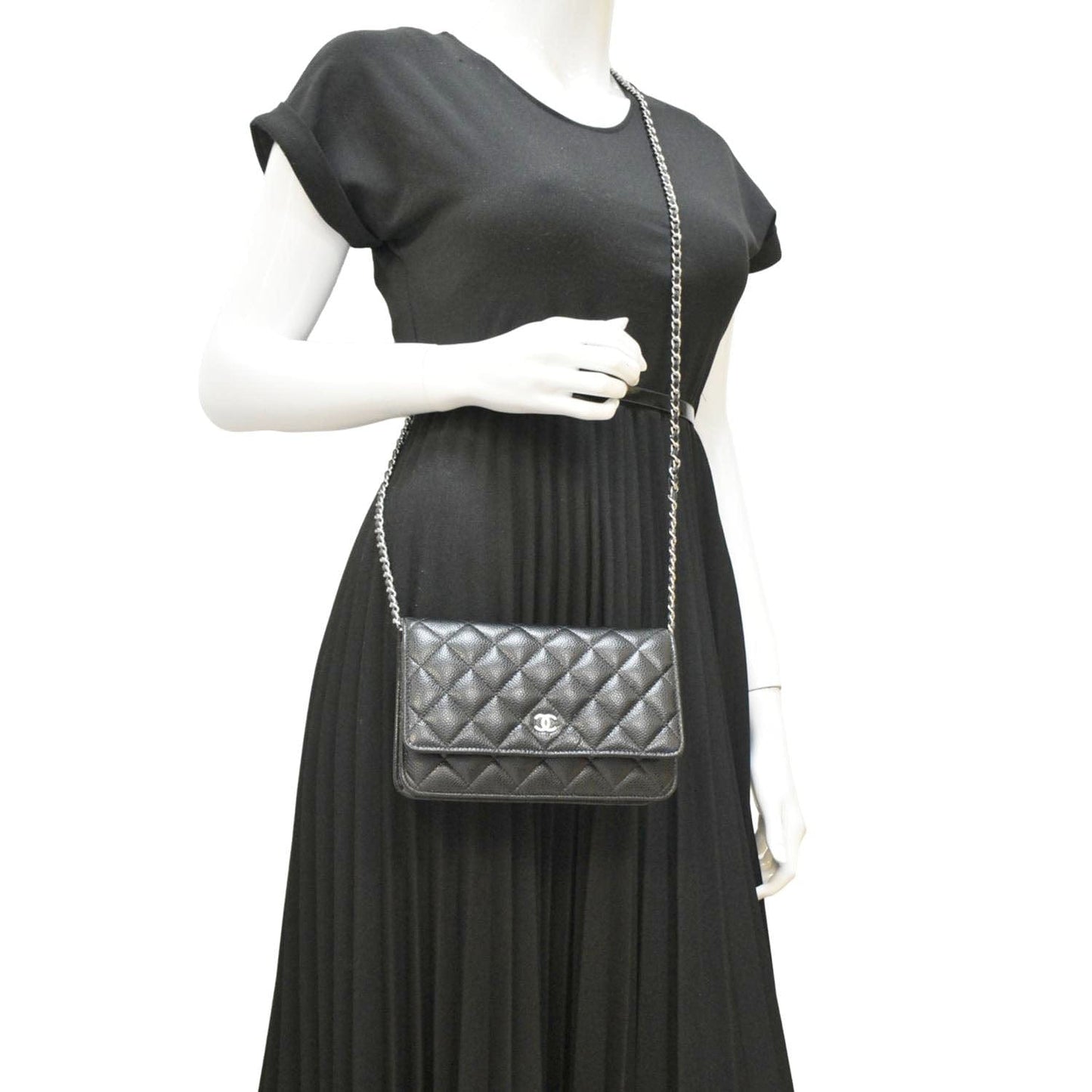 CHANEL WOC Quilted Leather Caviar Crossbody Bag Black