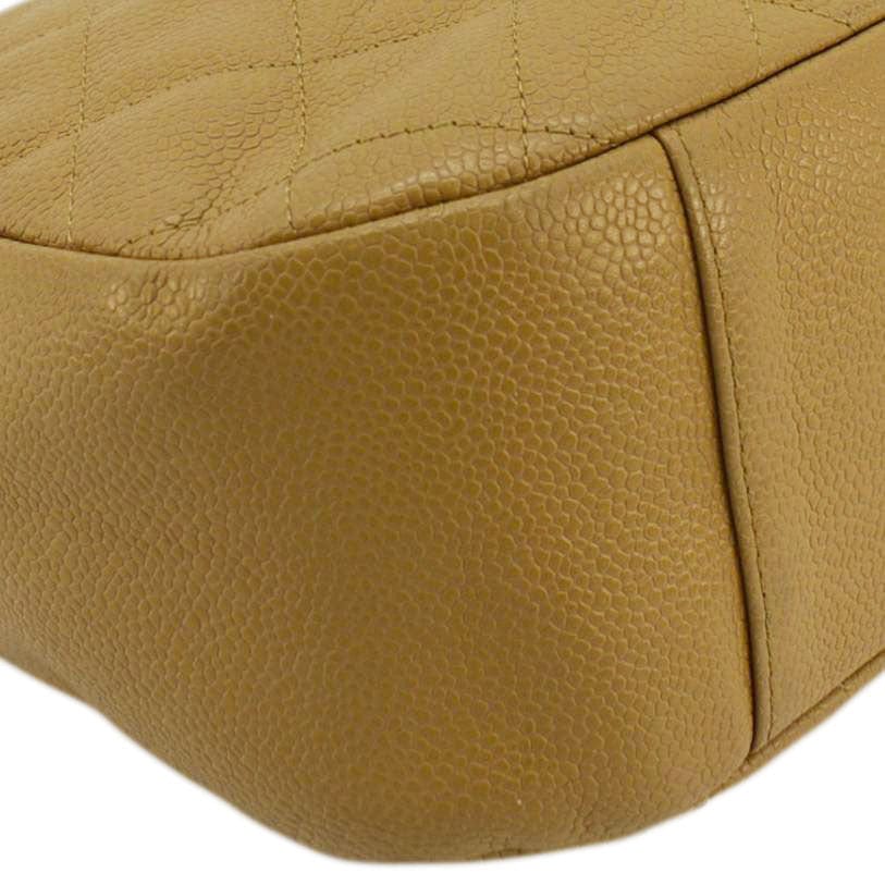 CHANEL  Half Moon Quilted Caviar Leather Hobo Bag Dark Beige