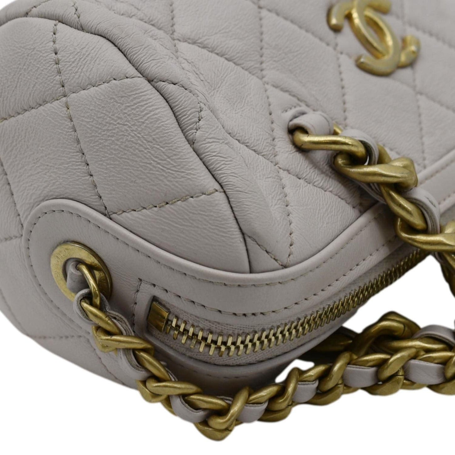 CHANEL Fashion Therapy Bowling Small Quilted Leather Crossbody Bag Light Pink