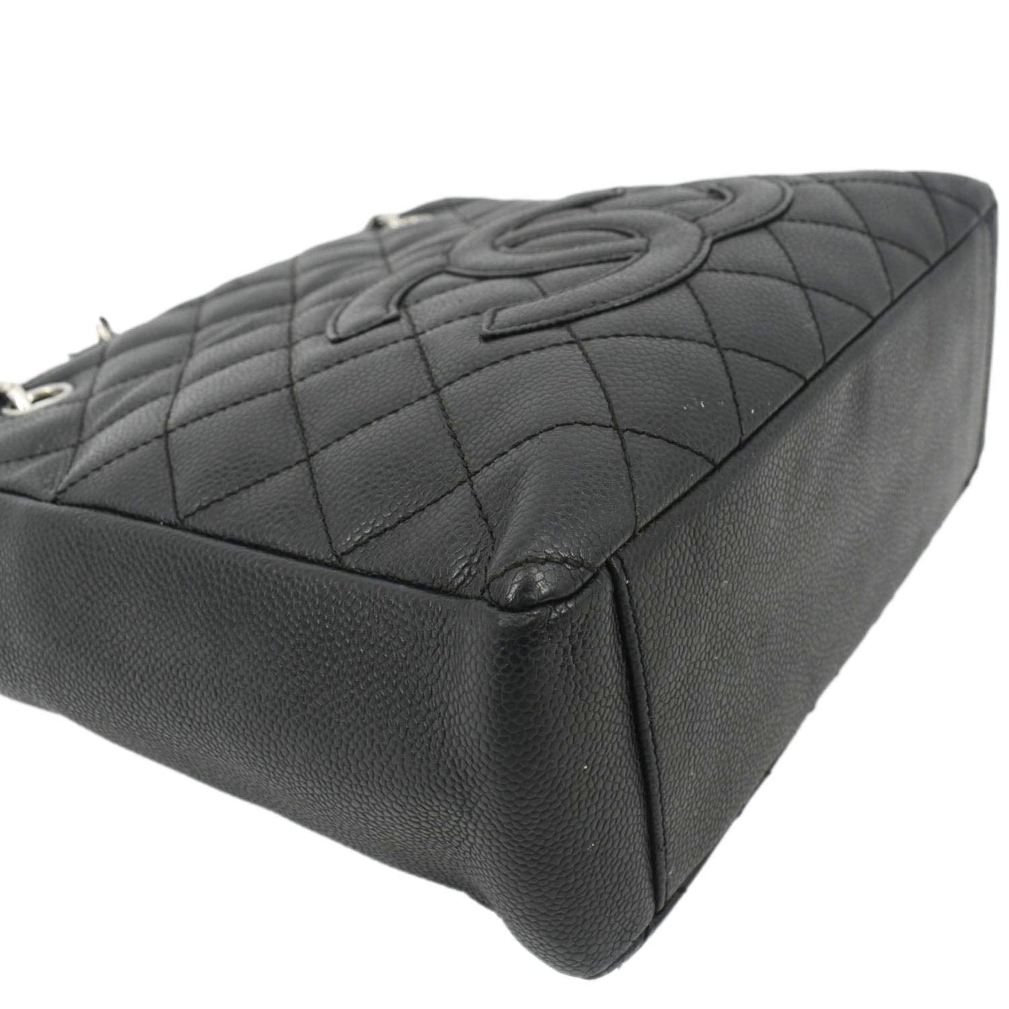 CHANEL PST Caviar Leather Quilted Shopping Tote Bag Black