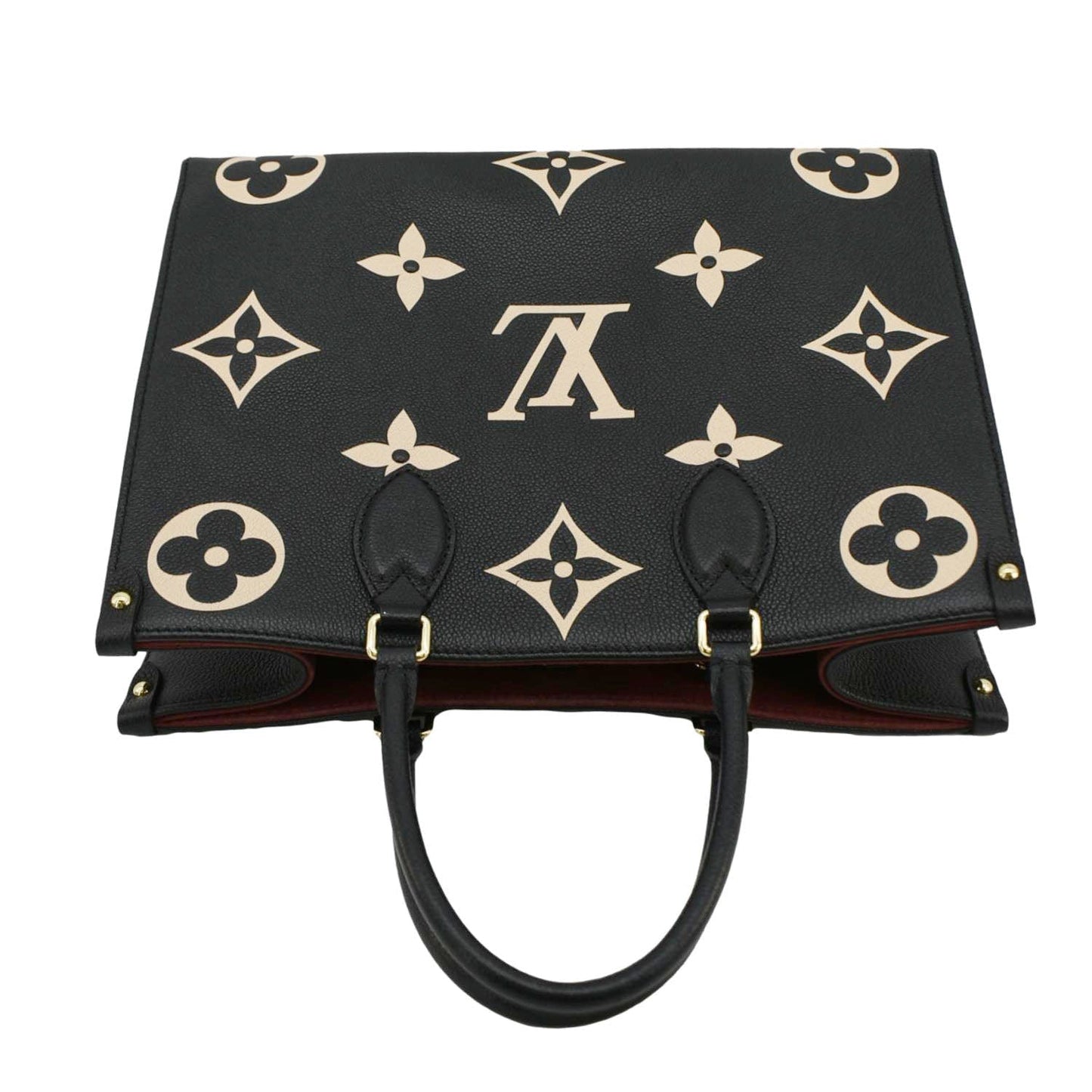LOUIS VUITTON Onthego MM Monogram Empreinte Leather Tote Bag Bicolor