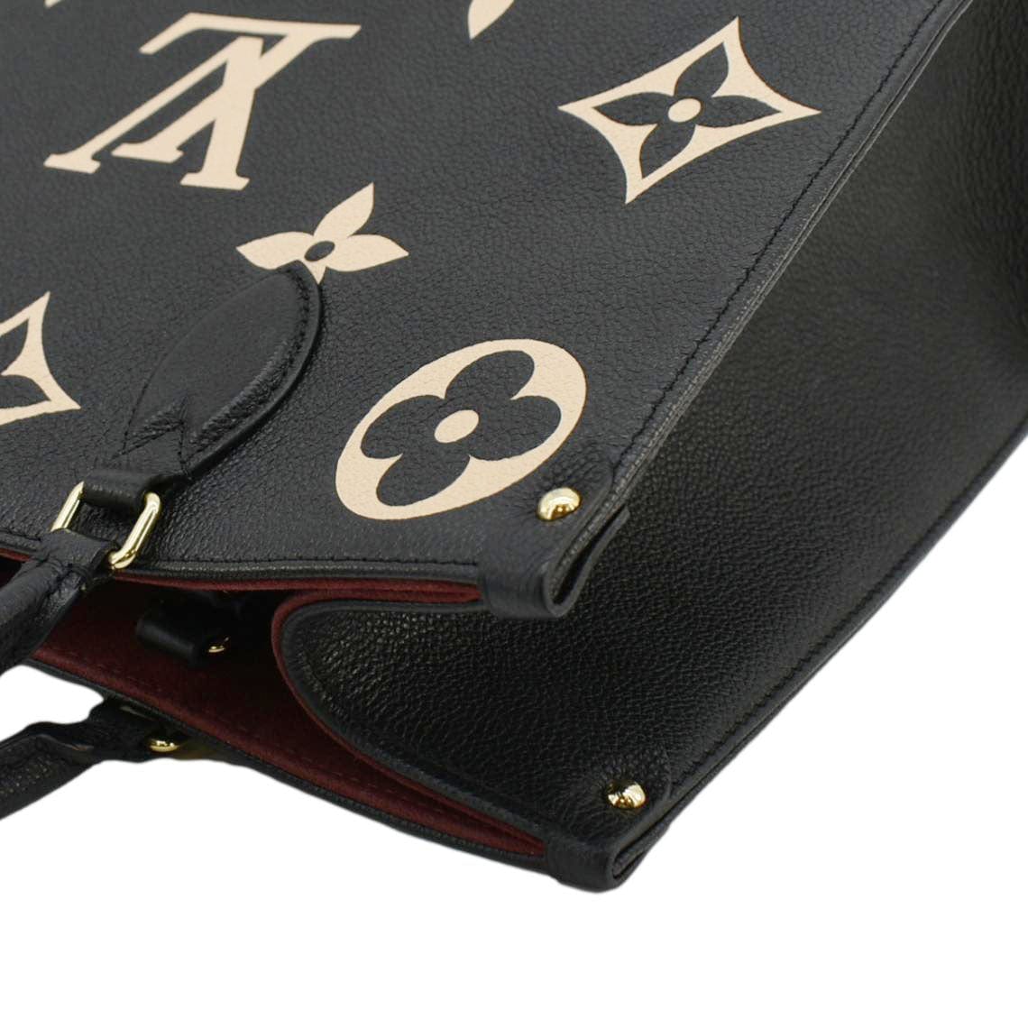 LOUIS VUITTON Onthego MM Monogram Empreinte Leather Tote Bag Bicolor