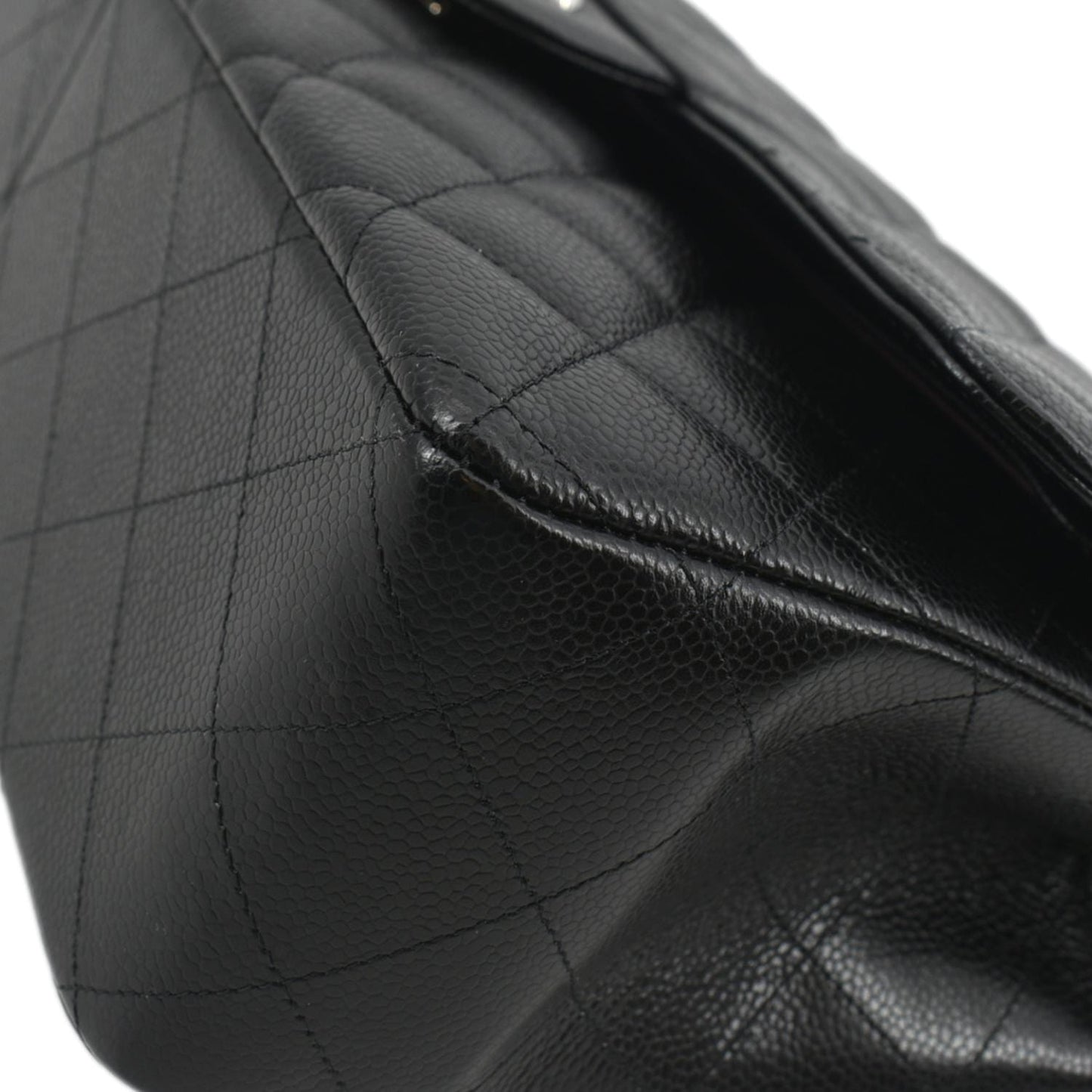 CHANEL Classic Large Double Flap Quilted Leather Shoulder Bag Black