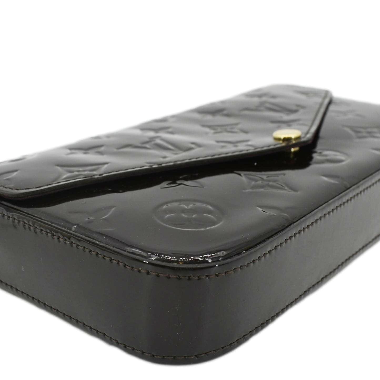 LOUIS VUITTON Felicie Pochette Monogram Vernis Crossbody Bag Amarante