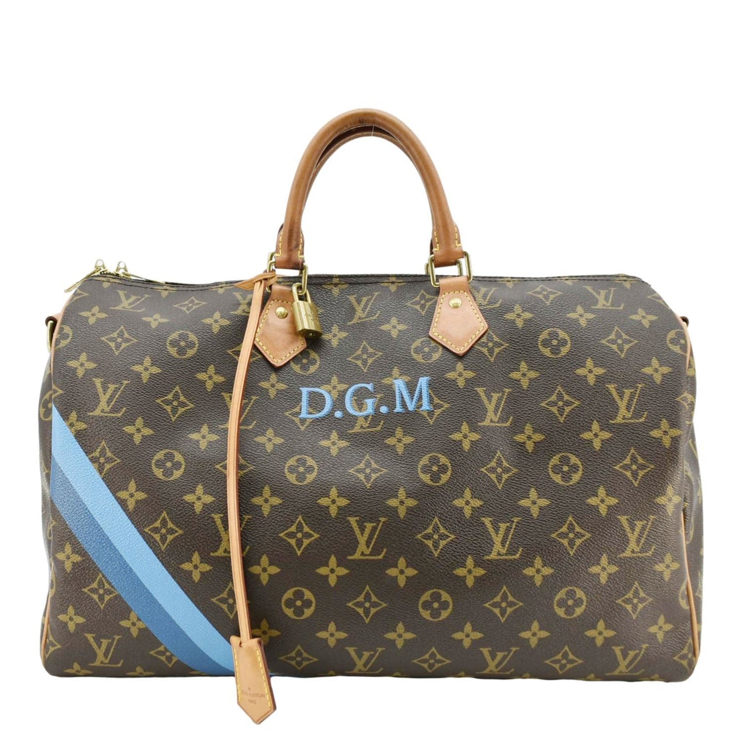 LOUIS VUITTON  40 Bandouliere Heritage Monogram Canvas Travel Bag Blue Clair