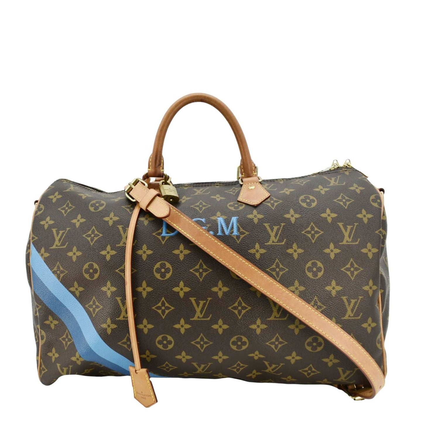 LOUIS VUITTON  40 Bandouliere Heritage Monogram Canvas Travel Bag Blue Clair