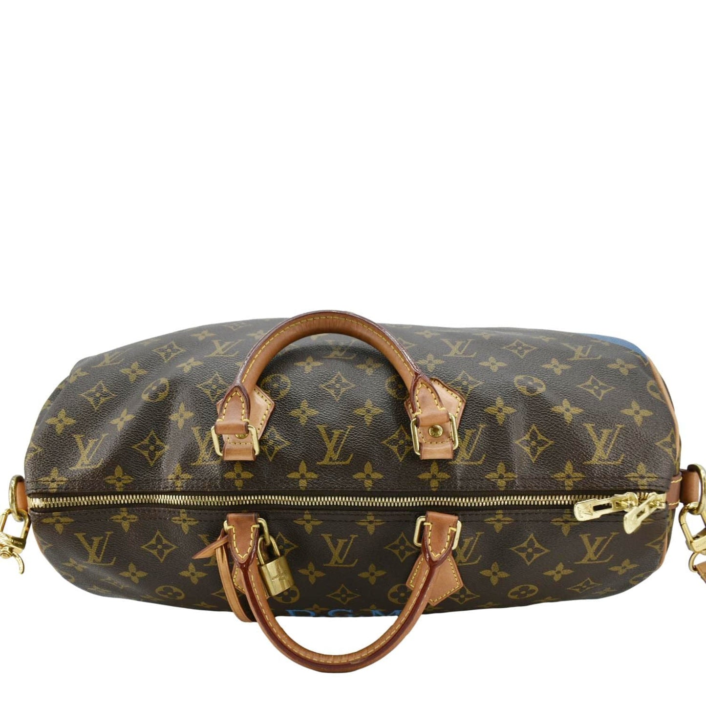 LOUIS VUITTON  40 Bandouliere Heritage Monogram Canvas Travel Bag Blue Clair