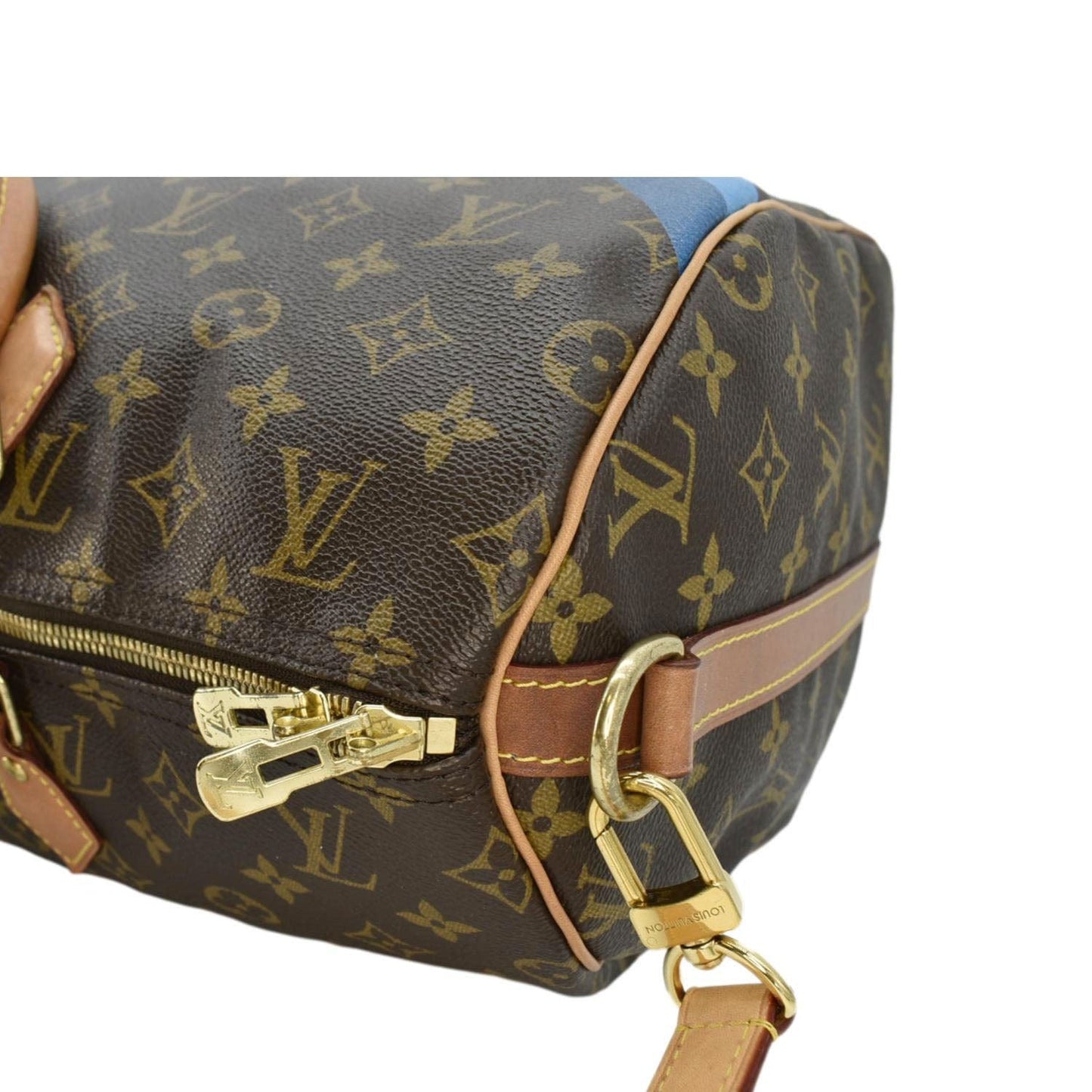 LOUIS VUITTON  40 Bandouliere Heritage Monogram Canvas Travel Bag Blue Clair