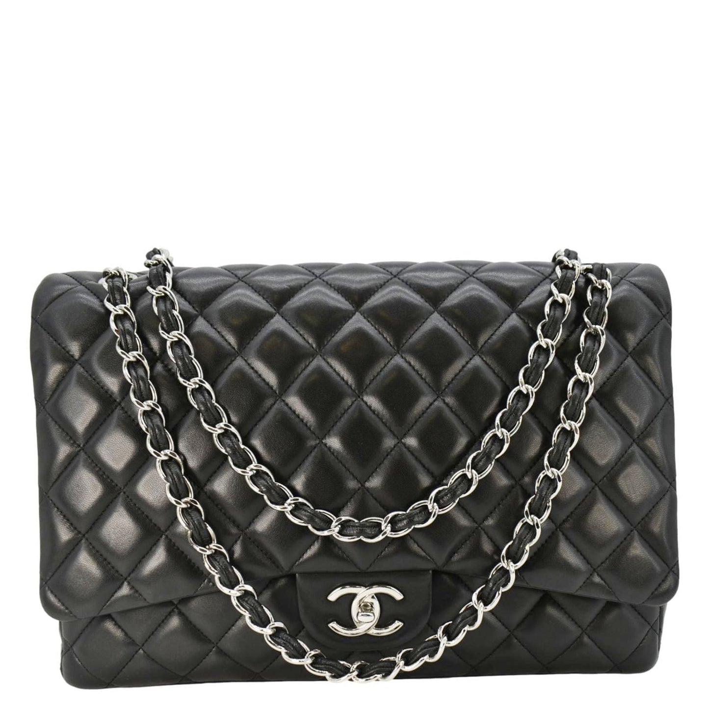 Chanel Classic Double Flap Quilted Leather Crossbody Bag Black