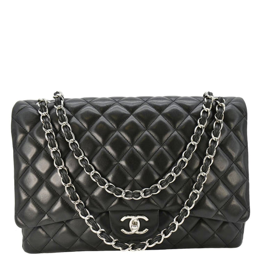 Chanel Classic Double Flap Quilted Leather Crossbody Bag Black