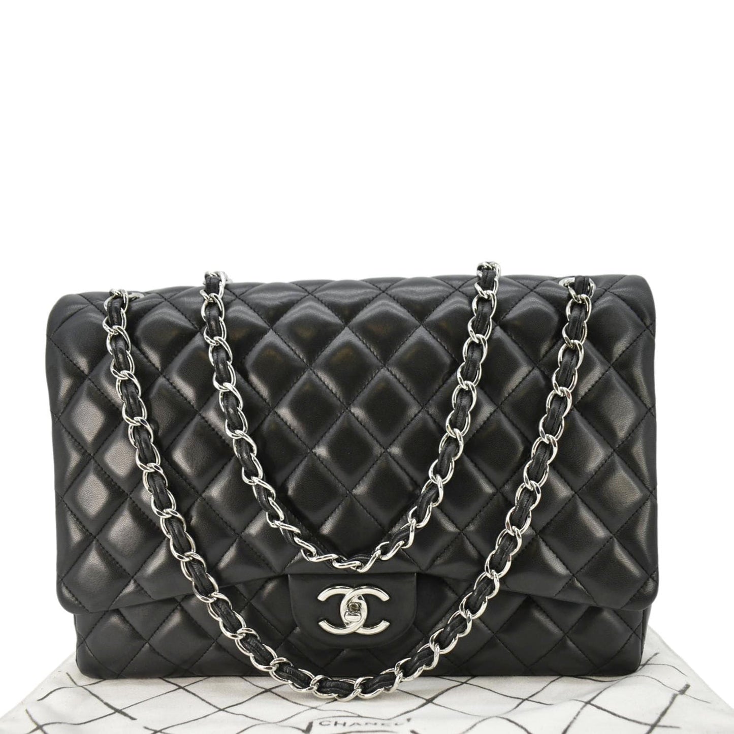 Chanel Classic Double Flap Quilted Leather Crossbody Bag Black
