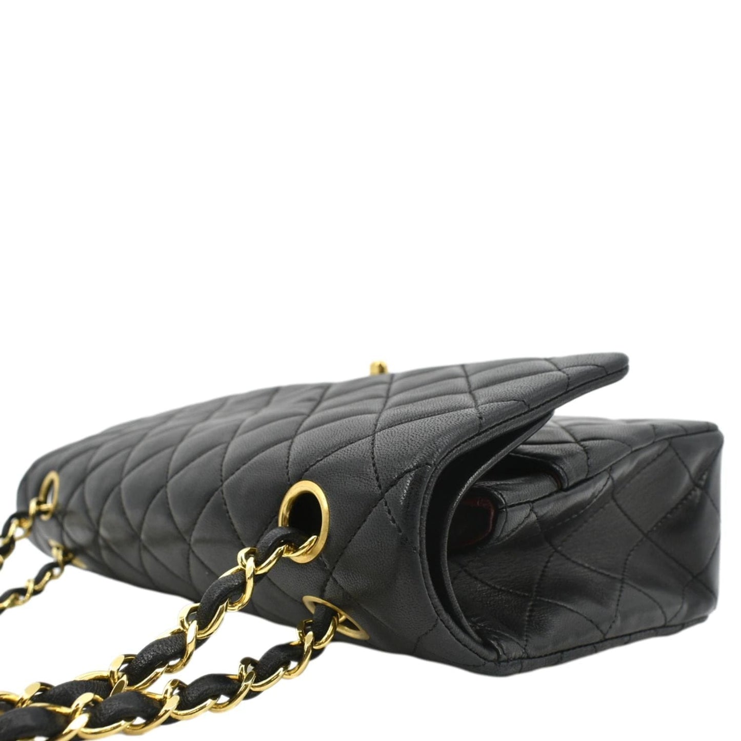 CHANEL Classic Medium Double Flap Leather Shoulder Bag Black
