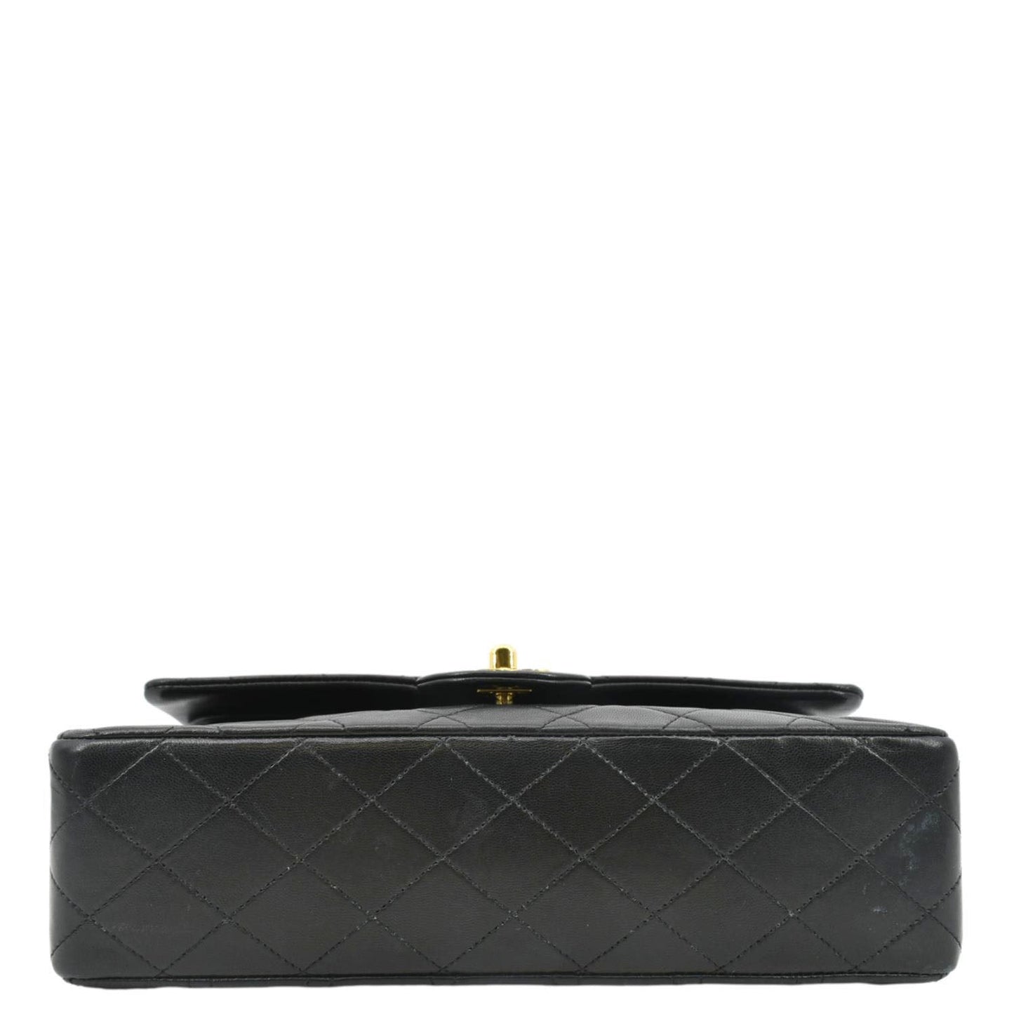 CHANEL Classic Medium Double Flap Leather Shoulder Bag Black