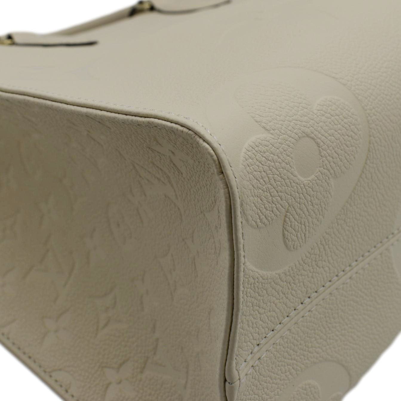 LOUIS VUITTON Onthego MM Monogram Empreinte Leather Tote Bag Cream