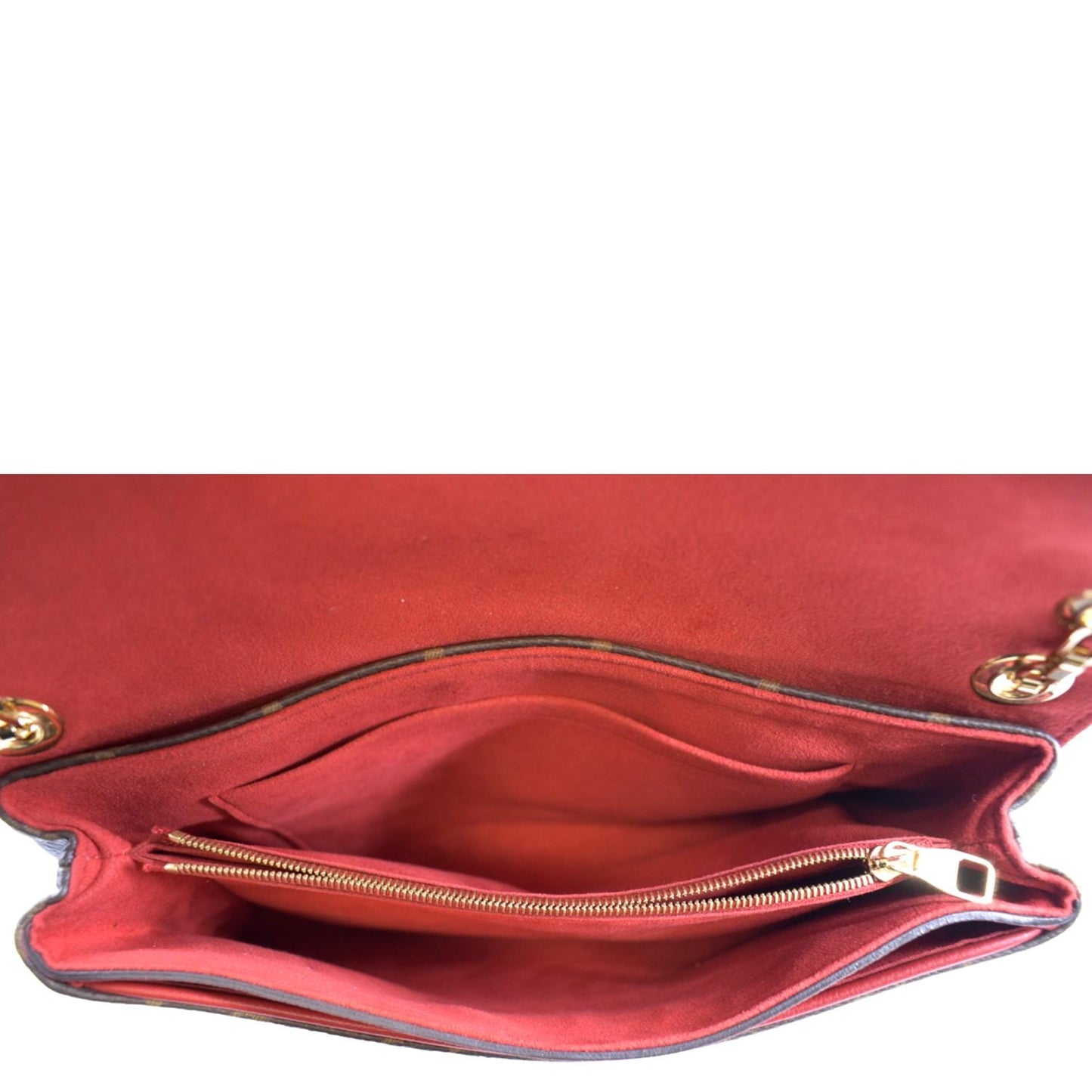 LOUIS VUITTON Pallas Chain Monogram Canvas Crossbody Bag Cherry