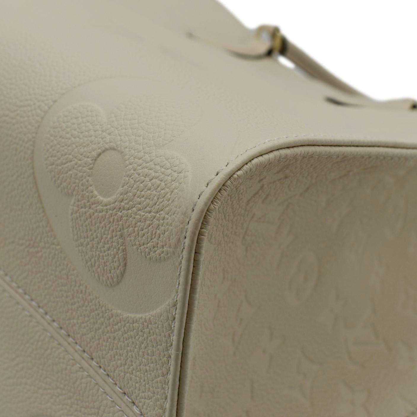 LOUIS VUITTON Onthego MM Monogram Empreinte Leather Tote Bag Cream