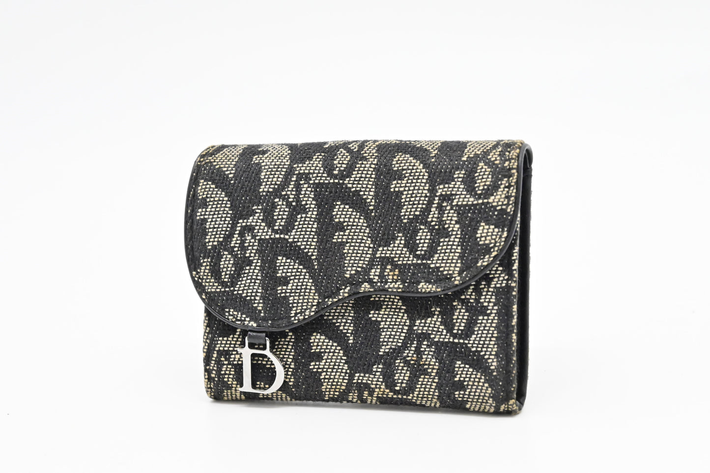Dior Saddle Compact Wallet in Black Oblique Canvas