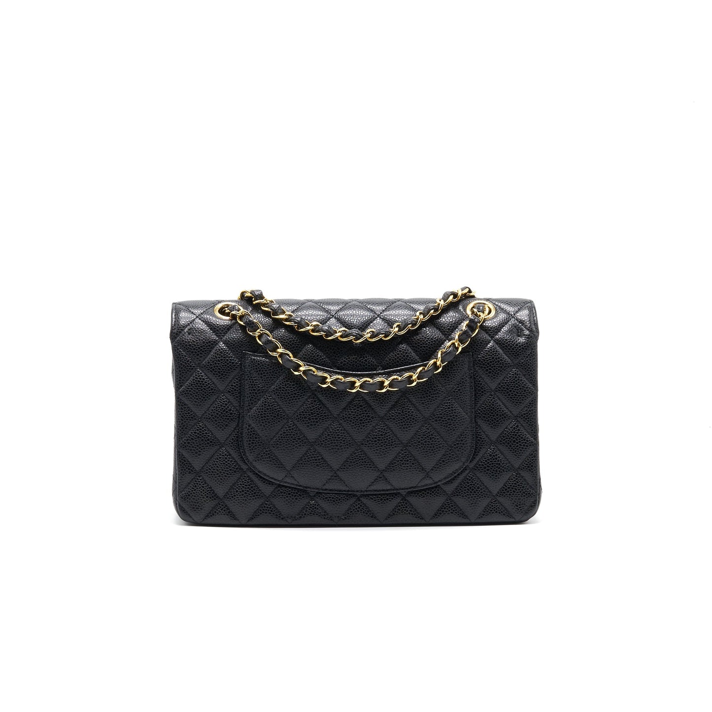 CHANEL MEDIUM CLASSIC DOUBLE FLAP CAVIER Black and gold Shoulder Bag