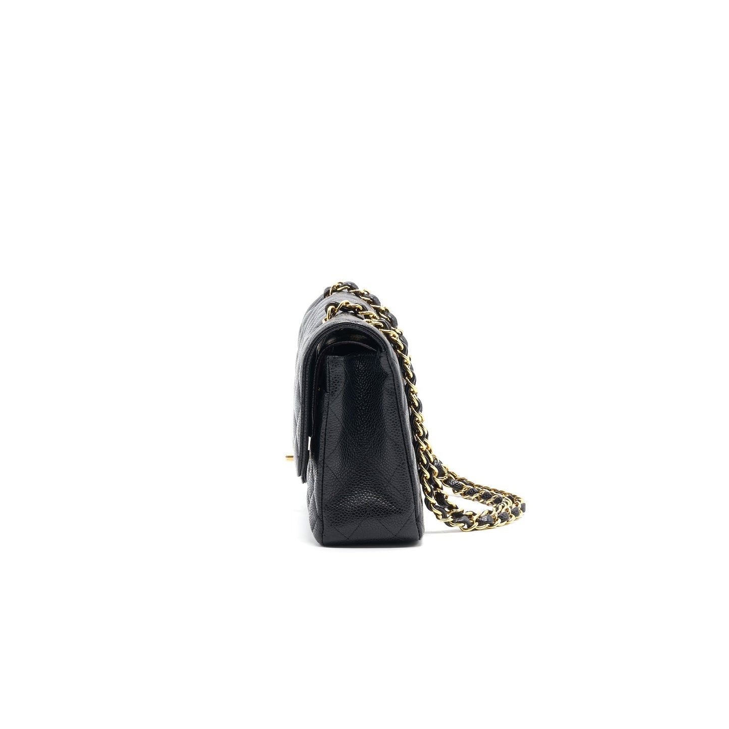 CHANEL MEDIUM CLASSIC DOUBLE FLAP CAVIER Black and gold Shoulder Bag