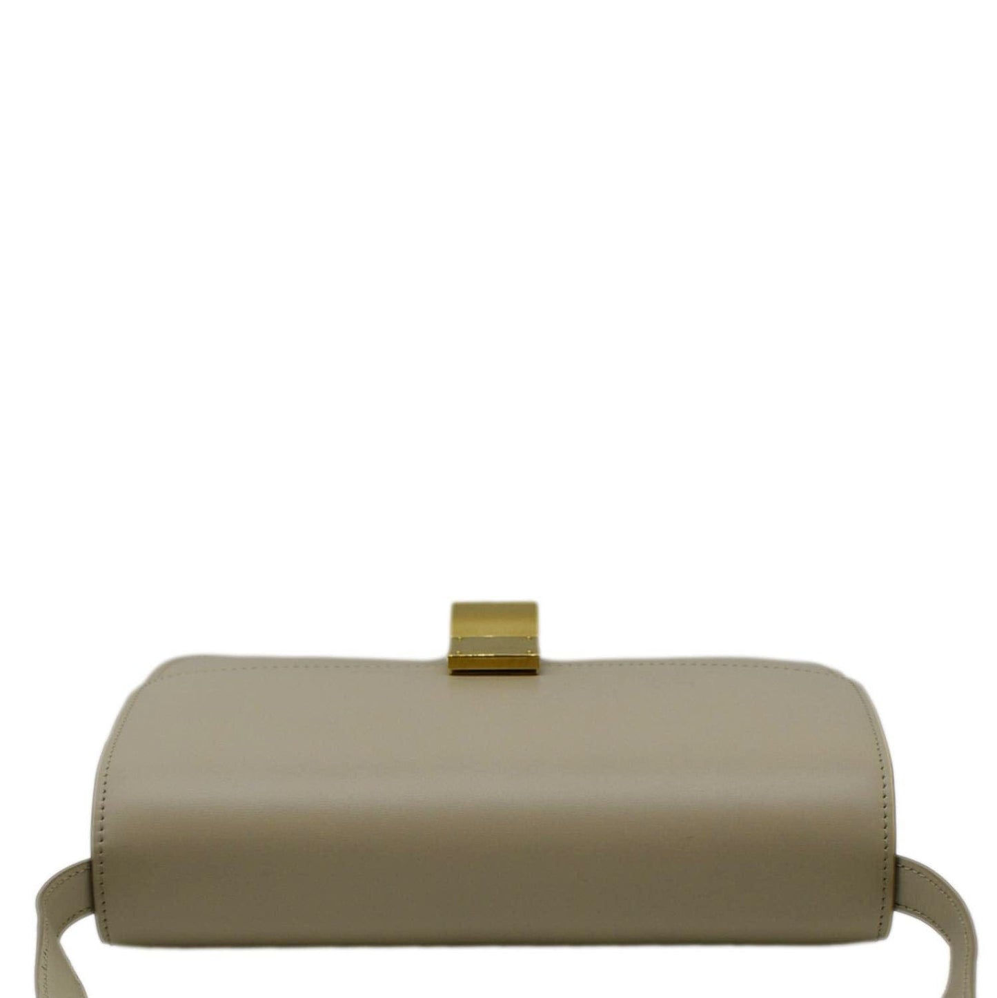CELINE Classic Box Medium Leather Flap Shoulder Bag Greige