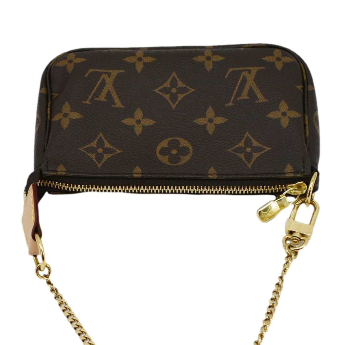 LOUIS VUITTON  Mini Pochette Monogram Canvas Accessoires Pouch Brown