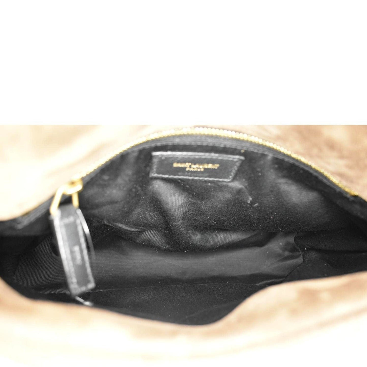 YVES SAINT LAURENT Loulou Puffer Quilted Suede Chain Shoulder Bag Brown