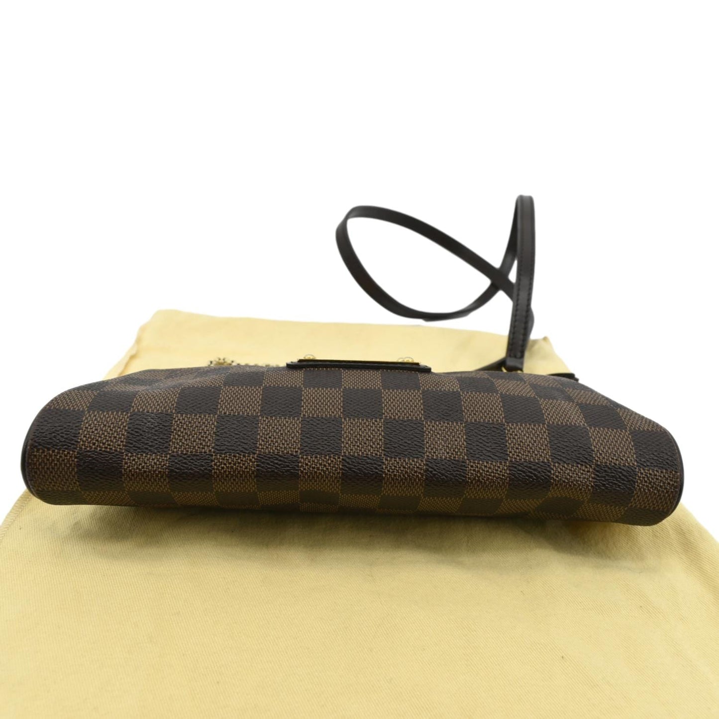 LOUIS VUITTON Eva Pochette Damier Ebene Clutch Crossbody Bag Brown