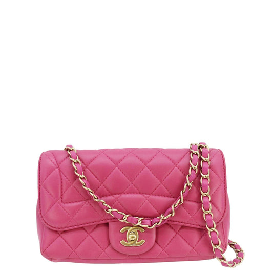 Chanel Chic Flap Quilted Lambskin Leather Crossbody Bag Pink