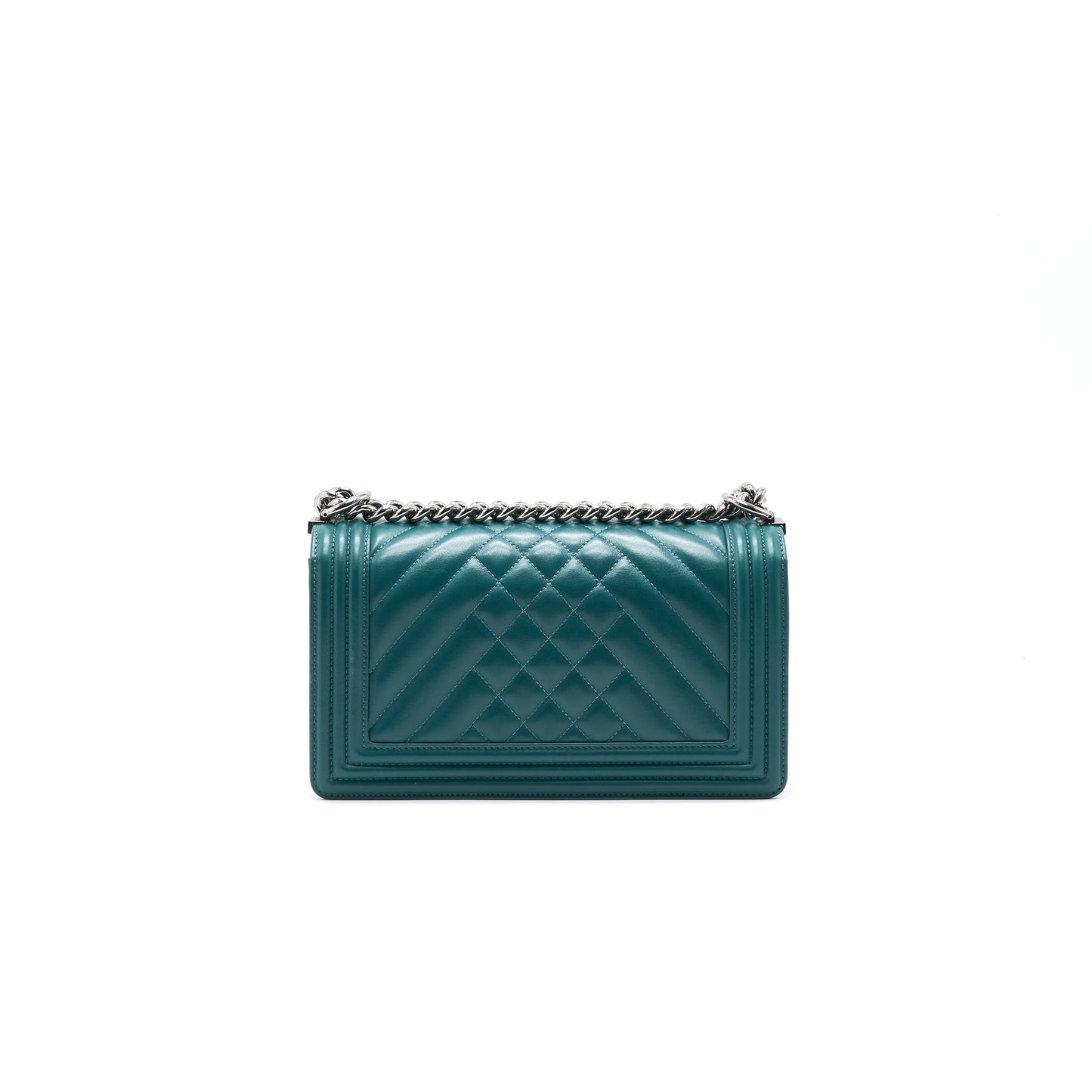 CHANEL LE BOY CHEVRON CALFSKIN PEACOCK GREEN Handbag