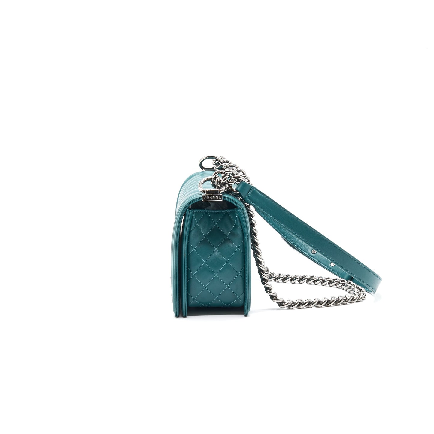CHANEL LE BOY CHEVRON CALFSKIN PEACOCK GREEN Handbag