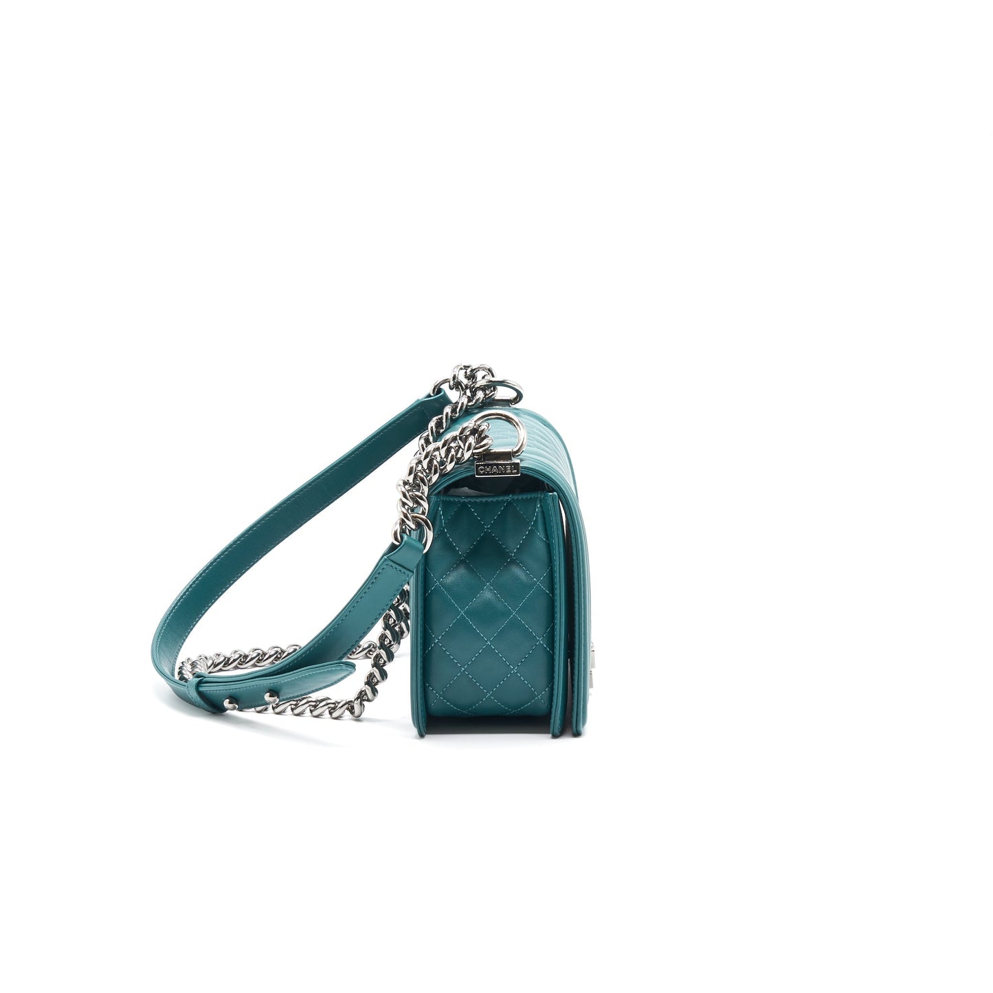 CHANEL LE BOY CHEVRON CALFSKIN PEACOCK GREEN Handbag