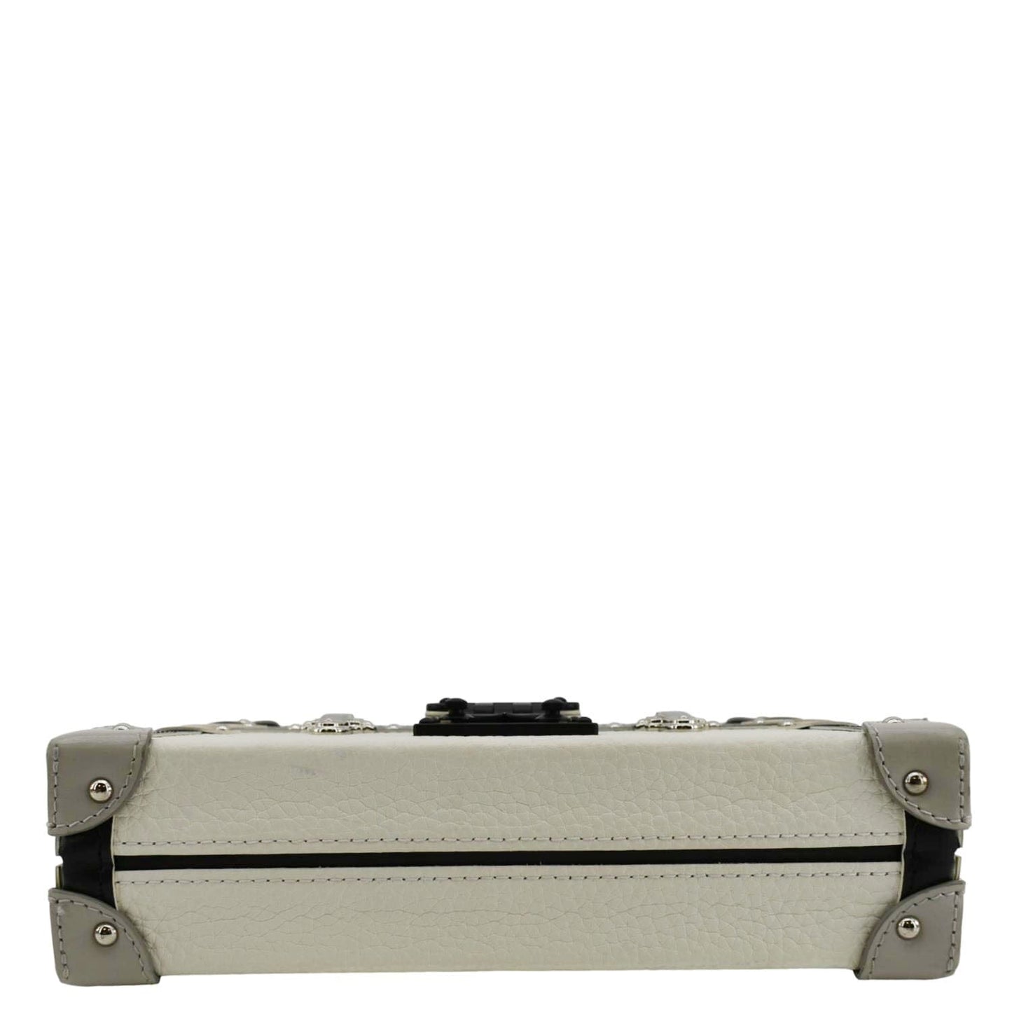 LOUIS VUITTON Petite Malle Trunk Leather Crossbody Bag Off White