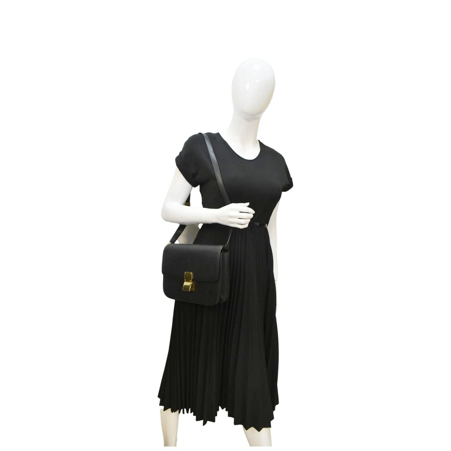 CELINE Classic Box Calfskin Leather Crossbody Bag Black