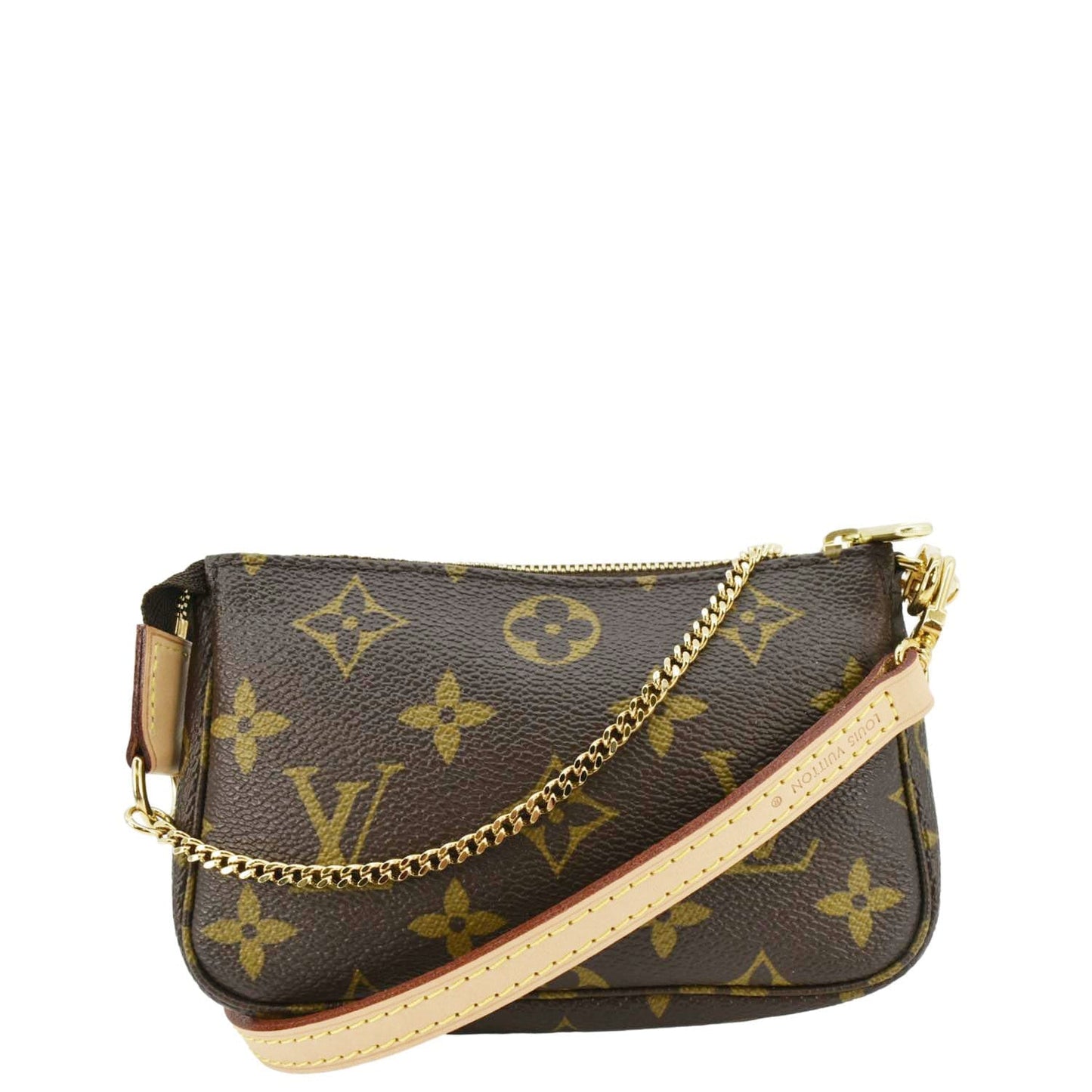 LOUIS VUITTON V Pochette Accessories Mini  Monogram Canvas Pouch Brown