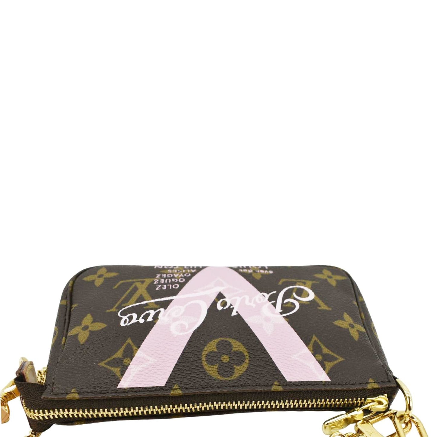 LOUIS VUITTON V Pochette Accessories Mini  Monogram Canvas Pouch Brown