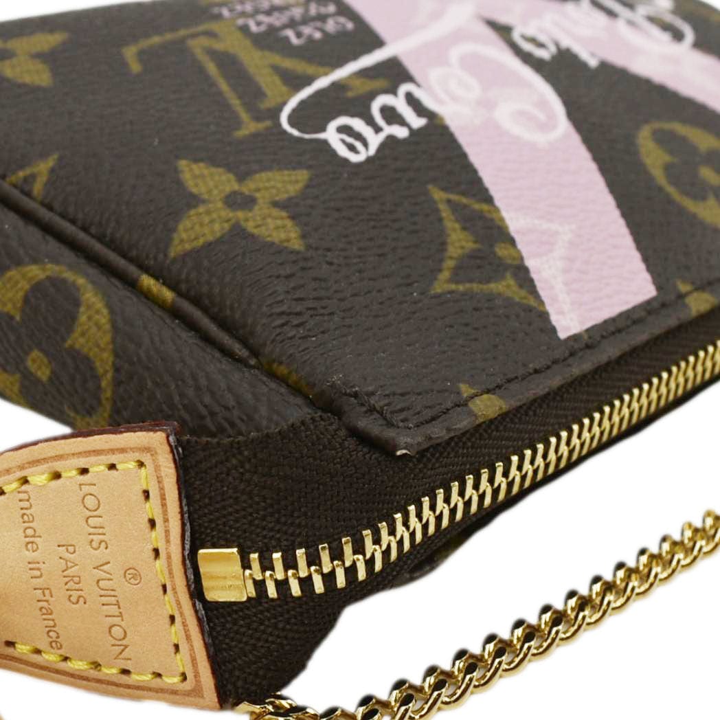 LOUIS VUITTON V Pochette Accessories Mini  Monogram Canvas Pouch Brown
